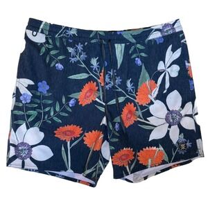 Roark Board Shorts Mens XL Floral Tie Waist Pockets Hemp Blend
